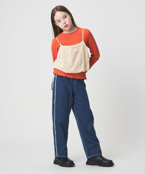 green label relaxing / グリーンレーベル リラクシング カットソー | 起毛レースキャミ×テレコロング Tシャツ セット / キッズ | 詳細3