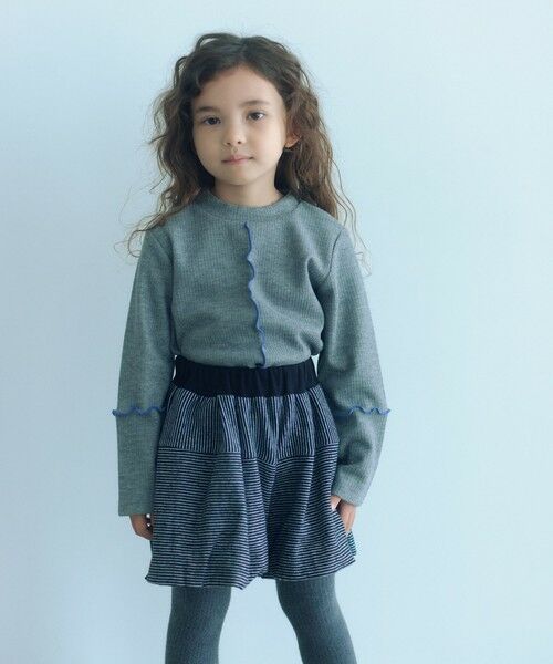 green label relaxing/グリーンレーベル リラクシング 配色メロー起毛 テレコトップス / キッズ 100cm-160cm MD. GRAY 140cm green label relaxing/グリーンレーベル リラクシング 配色メロー起毛 テレコトップス / キッズ 100cm-160cm MD. GRAY 140cm