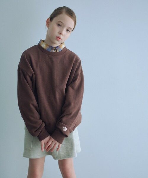 green label relaxing/グリーンレーベル リラクシング 【WEB限定】裏毛 クルーネック プルオーバー / スウェット / トレーナー / キッズ 100cm-160cm MD. BROWN 150cm