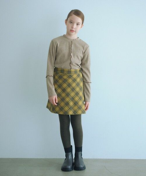 green label relaxing / グリーンレーベル リラクシング その他パンツ | チェック ラップキュロット(イエロー) / キッズ 100cm-160cm | 詳細1