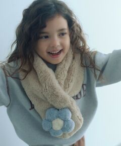 green label relaxing / グリーンレーベル リラクシング マフラー・ショール・スヌード・ストール | フェイクファー フラワーモチーフ マフラー