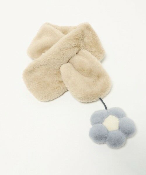 green label relaxing / グリーンレーベル リラクシング マフラー・ショール・スヌード・ストール | フェイクファー フラワーモチーフ マフラー | 詳細2