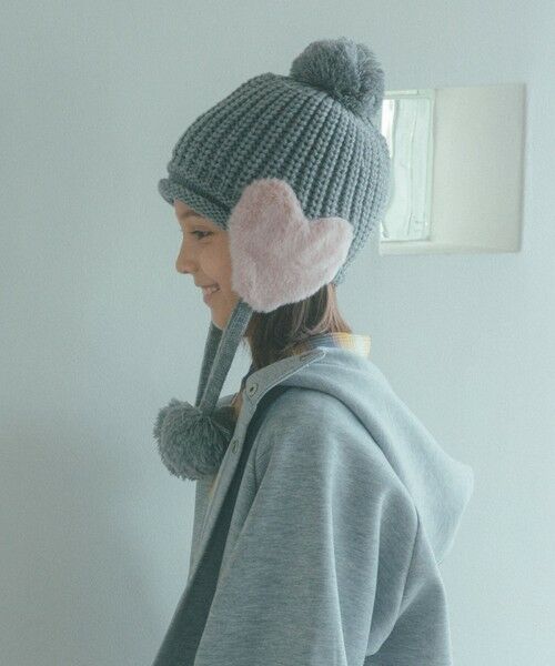 green label relaxing/グリーンレーベル リラクシング ハートモチーフ ニットキャップ / 帽子 / キッズ MD. GRAY FREE