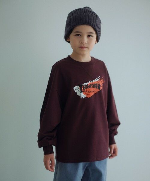 green label relaxing/グリーンレーベル リラクシング 【別注】<THRASHER>プリントスウェット / トレーナー / キッズ 140cm-160cm WINE 140cm-150cm(M)