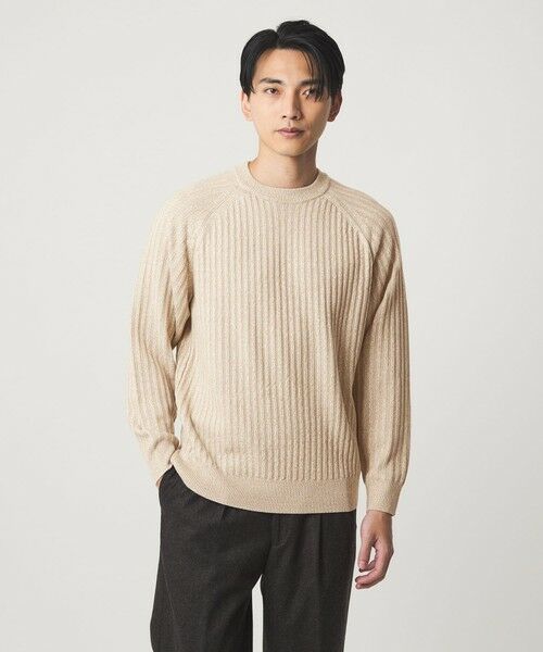 green label relaxing/グリーンレーベル リラクシング シルク ミックス リブ クルーネック ニット BEIGE L green label relaxing/グリーンレーベル リラクシング シルク ミックス リブ クルーネック ニット BEIGE L