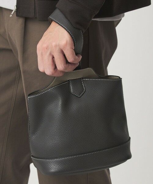 green label relaxing/グリーンレーベル リラクシング シボ レザーライク ハンドバッグ MD. GRAY FREE