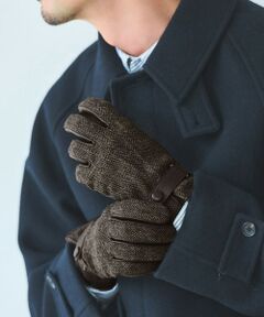 green label relaxing / グリーンレーベル リラクシング 手袋 | MOON ムーン ヘリンボーン×レザー グローブ -タッチパネル対応-