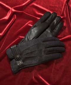 green label relaxing / グリーンレーベル リラクシング 手袋 | MOON ムーン ヘリンボーン×レザー グローブ -タッチパネル対応-