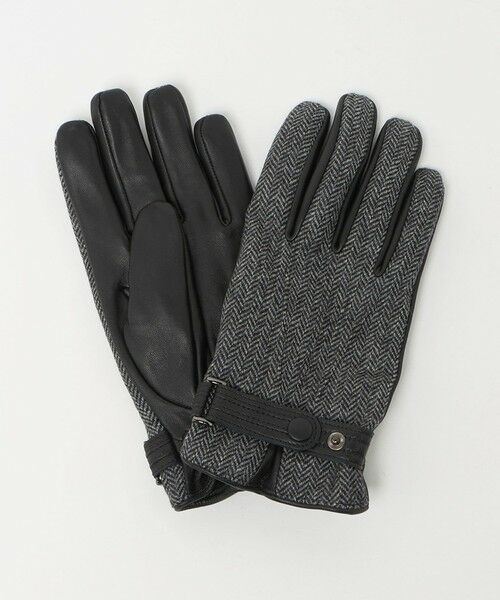 green label relaxing/グリーンレーベル リラクシング MOON ムーン ヘリンボーン×レザー グローブ -タッチパネル対応- BLACK FREE green label relaxing/グリーンレーベル リラクシング MOON ムーン ヘリンボーン×レザー グローブ -タッチパネル対応- BLACK FREE