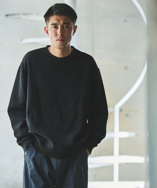 green label relaxing / グリーンレーベル リラクシング カットソー | ツイル モール クルーネック カットソー(BLACK)