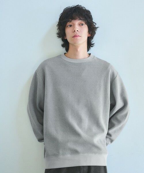 green label relaxing / グリーンレーベル リラクシング カットソー | ツイル モール クルーネック カットソー(MD.GRAY)