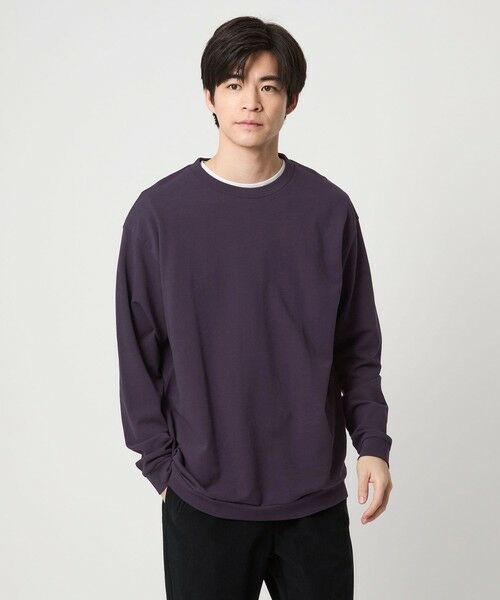 green label relaxing/グリーンレーベル リラクシング ディペンド インレイ クルーネック カットソー PURPLE L green label relaxing/グリーンレーベル リラクシング ディペンド インレイ クルーネック カットソー PURPLE L