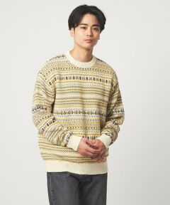 green label relaxing / グリーンレーベル リラクシング ニット・セーター | コットン フェアアイル シングルジャガード クルーネック ニット