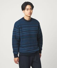 green label relaxing / グリーンレーベル リラクシング ニット・セーター | コットン フェアアイル シングルジャガード クルーネック ニット