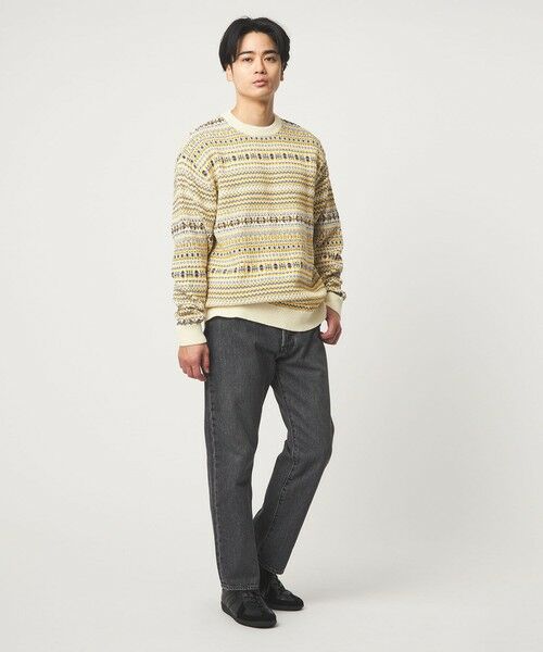 green label relaxing / グリーンレーベル リラクシング ニット・セーター | コットン フェアアイル シングルジャガード クルーネック ニット | 詳細1