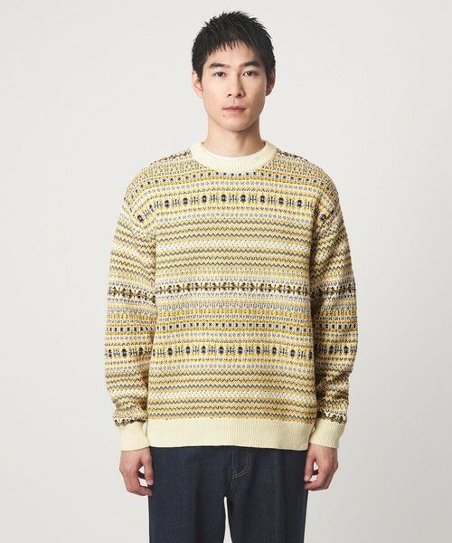 green label relaxing / グリーンレーベル リラクシング ニット・セーター | コットン フェアアイル シングルジャガード クルーネック ニット | 詳細2