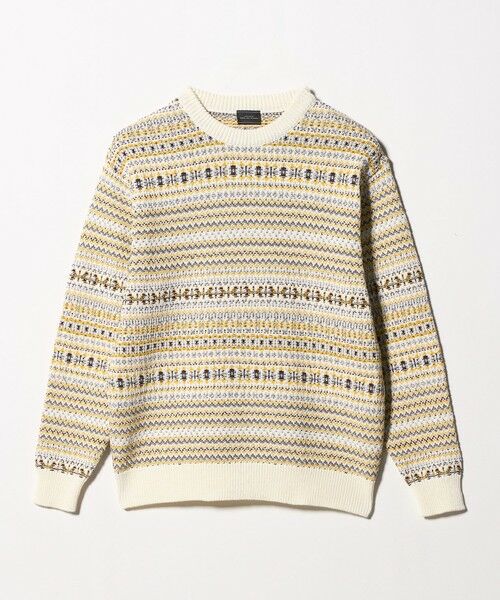 green label relaxing/グリーンレーベル リラクシング コットン フェアアイル シングルジャガード クルーネック ニット OFF WHITE M green label relaxing/グリーンレーベル リラクシング コットン フェアアイル シングルジャガード クルーネック ニット OFF WHITE M