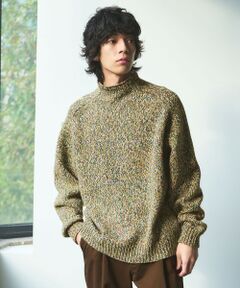 ミックス ヤーンローゲージ ロールネック ニット