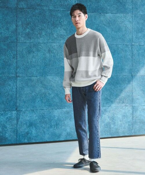 green label relaxing / グリーンレーベル リラクシング ニット・セーター | カラー ブロック ジャカード クルーネック ニット | 詳細1