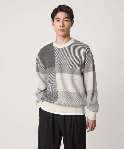 green label relaxing / グリーンレーベル リラクシング ニット・セーター | カラー ブロック ジャカード クルーネック ニット | 詳細2