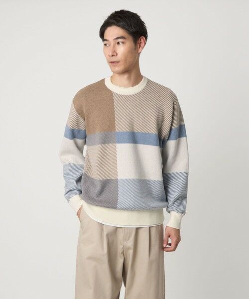 green label relaxing / グリーンレーベル リラクシング ニット・セーター | カラー ブロック ジャカード クルーネック ニット | 詳細6
