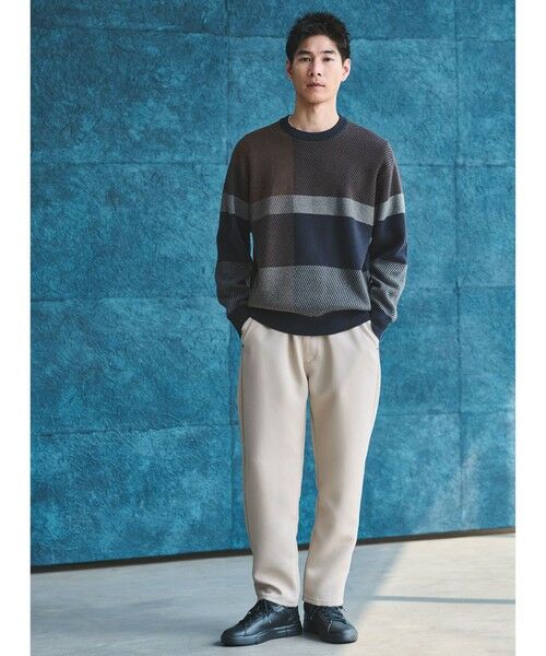 green label relaxing / グリーンレーベル リラクシング ニット・セーター | カラー ブロック ジャカード クルーネック ニット | 詳細15