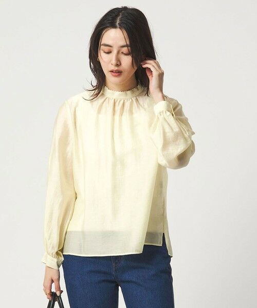 green label relaxing / グリーンレーベル リラクシング シャツ・ブラウス | フェイクパール スタンドネック ブラウス(CREAM)