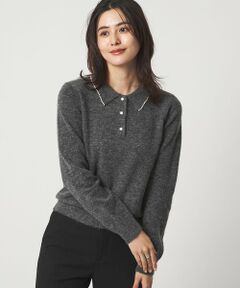 green label relaxing / グリーンレーベル リラクシング ニット・セーター | 襟付き フェイクパール プルオーバー ニット ウォッシャブル