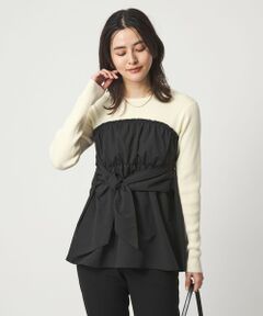 green label relaxing / グリーンレーベル リラクシング ニット・セーター | タフタ ドッキング リボン プルオーバー ニット ウォッシャブル