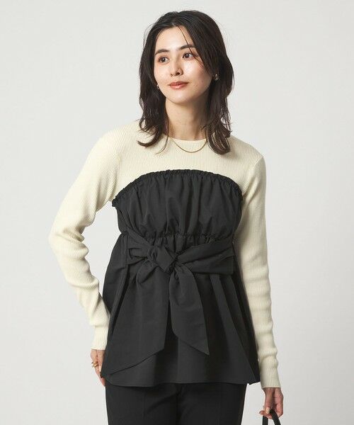 green label relaxing / グリーンレーベル リラクシング ニット・セーター | タフタ ドッキング リボン プルオーバー ニット ウォッシャブル | 詳細1