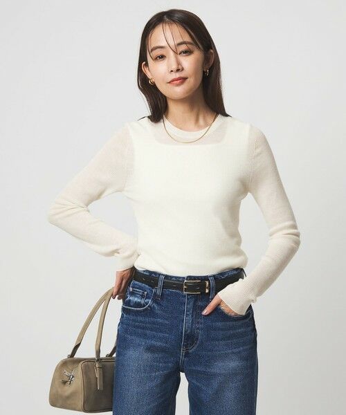 green label relaxing / グリーンレーベル リラクシング ニット・セーター | ウール シアー リブ クルーネック ニット ウォッシャブル | 詳細1