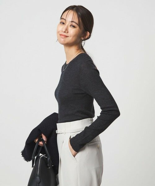 green label relaxing / グリーンレーベル リラクシング ニット・セーター | ウール シアー リブ クルーネック ニット ウォッシャブル | 詳細7