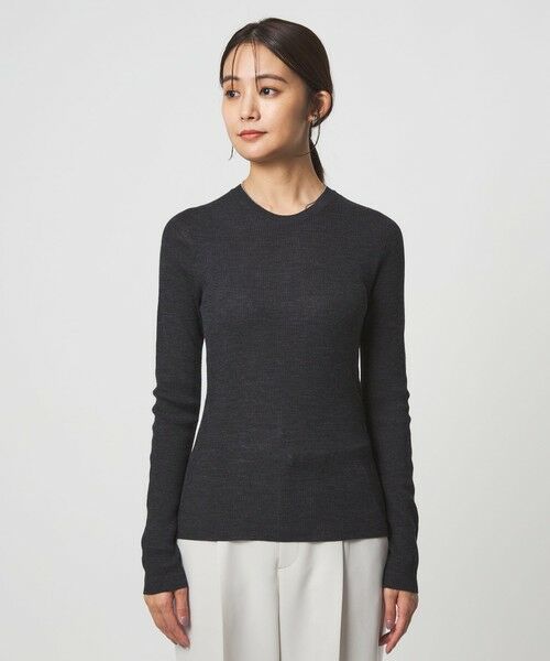 green label relaxing / グリーンレーベル リラクシング ニット・セーター | ウール シアー リブ クルーネック ニット ウォッシャブル | 詳細12