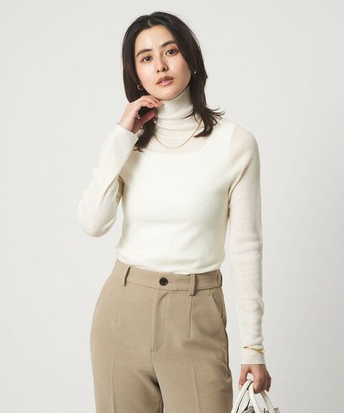 green label relaxing / グリーンレーベル リラクシング ニット・セーター | ウール シアー リブ タートルネック ニット ウォッシャブル | 詳細1