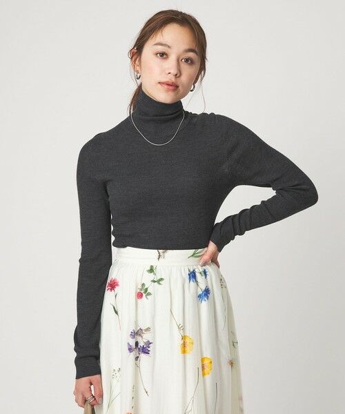 green label relaxing / グリーンレーベル リラクシング ニット・セーター | ウール シアー リブ タートルネック ニット ウォッシャブル | 詳細9