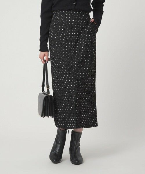 green label relaxing / グリーンレーベル リラクシング ロング・マキシ丈スカート | キチントボトムス ドット ジャガード Iライン スリム タイト スカート ウォッシャブル ストレッチ | 詳細1