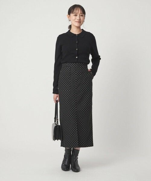 green label relaxing / グリーンレーベル リラクシング ロング・マキシ丈スカート | キチントボトムス ドット ジャガード Iライン スリム タイト スカート ウォッシャブル ストレッチ | 詳細4