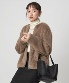 green label relaxing / グリーンレーベル リラクシング ノーカラージャケット | フェイクファー ノーカラー コート