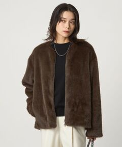 green label relaxing / グリーンレーベル リラクシング ノーカラージャケット | フェイクファー ノーカラー コート