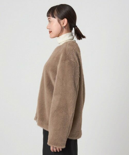 green label relaxing / グリーンレーベル リラクシング ノーカラージャケット | フェイクファー ノーカラー コート | 詳細7