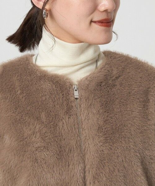 green label relaxing / グリーンレーベル リラクシング ノーカラージャケット | フェイクファー ノーカラー コート | 詳細9