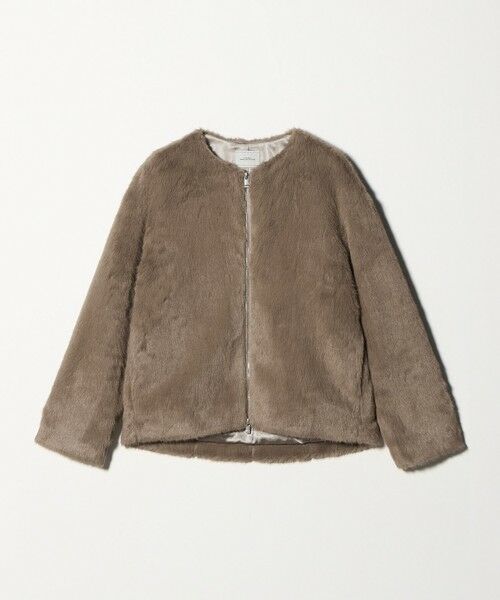green label relaxing / グリーンレーベル リラクシング ノーカラージャケット | フェイクファー ノーカラー コート | 詳細15