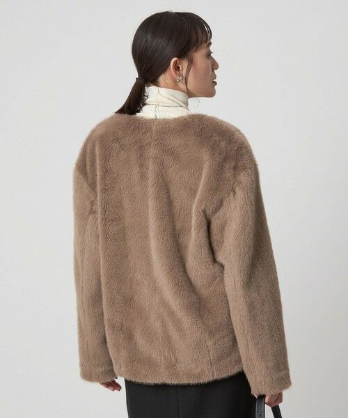 green label relaxing / グリーンレーベル リラクシング ノーカラージャケット | フェイクファー ノーカラー コート | 詳細3