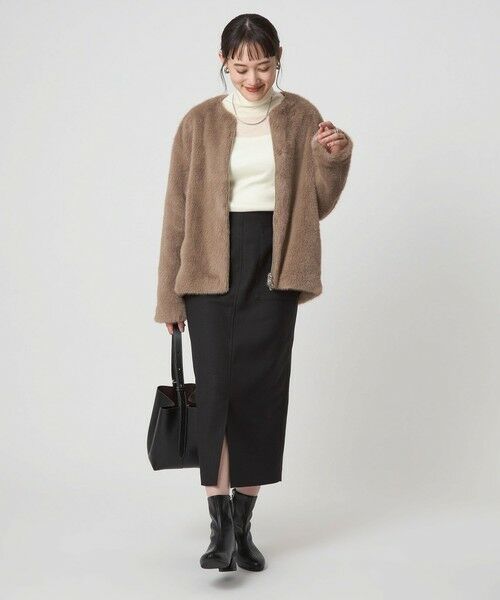 green label relaxing / グリーンレーベル リラクシング ノーカラージャケット | フェイクファー ノーカラー コート | 詳細4