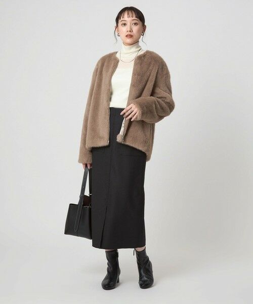 green label relaxing / グリーンレーベル リラクシング ノーカラージャケット | フェイクファー ノーカラー コート | 詳細5