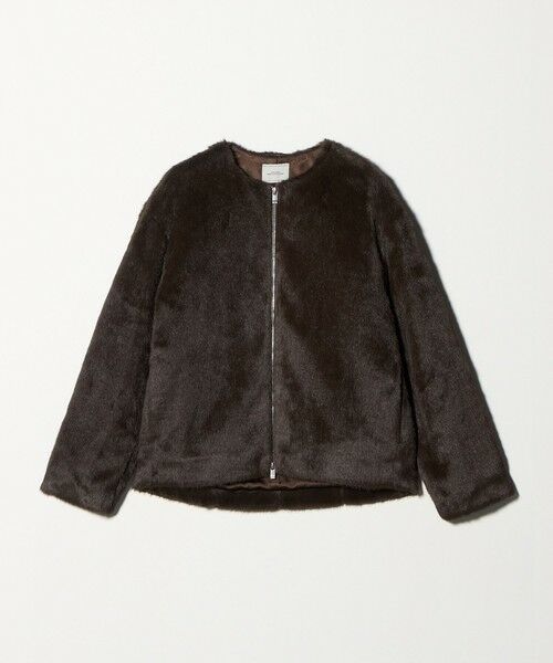 green label relaxing / グリーンレーベル リラクシング ノーカラージャケット | フェイクファー ノーカラー コート | 詳細23