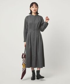 green label relaxing / グリーンレーベル リラクシング ロング・マキシ丈ワンピース | ウールライク バンドカラータック ワンピース