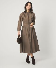 green label relaxing / グリーンレーベル リラクシング ロング・マキシ丈ワンピース | ウールライク バンドカラータック ワンピース