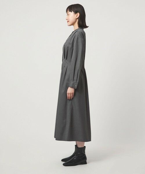 green label relaxing / グリーンレーベル リラクシング ロング・マキシ丈ワンピース | ウールライク バンドカラータック ワンピース | 詳細5