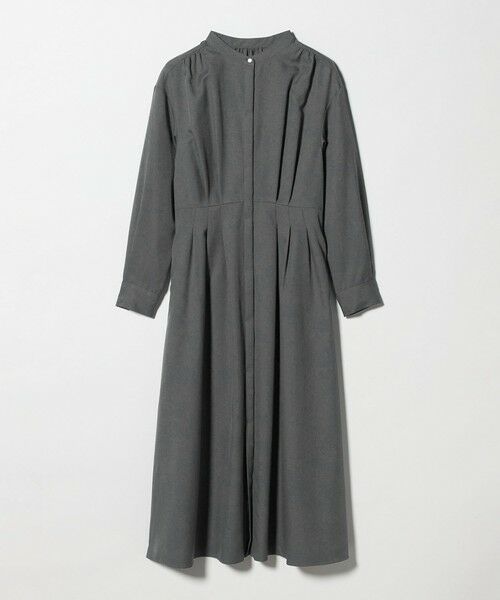 green label relaxing / グリーンレーベル リラクシング ロング・マキシ丈ワンピース | ウールライク バンドカラータック ワンピース | 詳細7